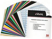 XVinyl Permanent Adhesive Vinyl Sheets Multi Color Starter Pack (50-12" x 12" Sheets)