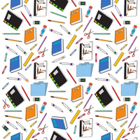 Craft HTV Back to School - School Supplies in White Background Pattern