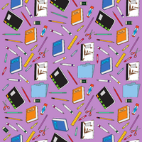 Craft HTV Back to School - School Supplies in Purple Background Pattern