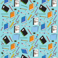 Craft HTV Back to School - School Supplies in Sky Blue Background Pattern